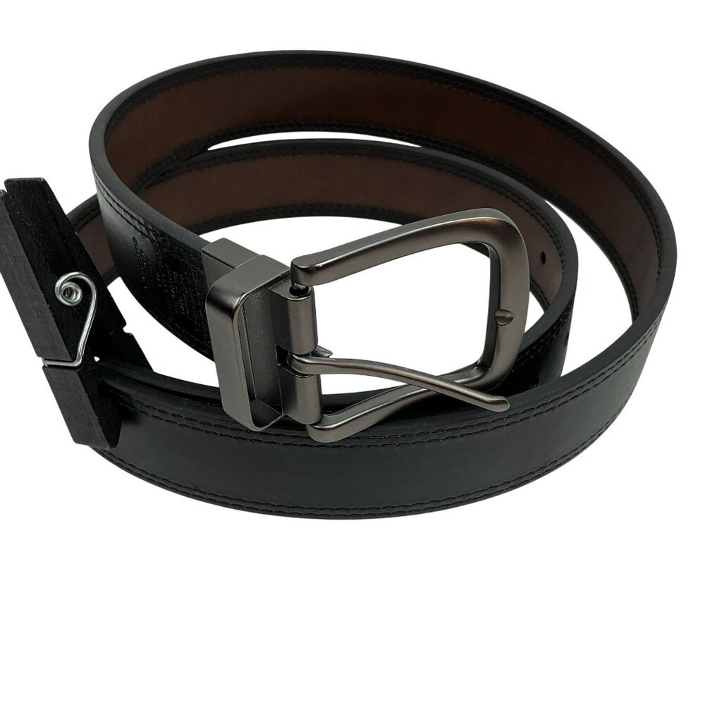 Leather Reversible Mens 44 Belt Black/Brown Belt Metal Buckle NWOT